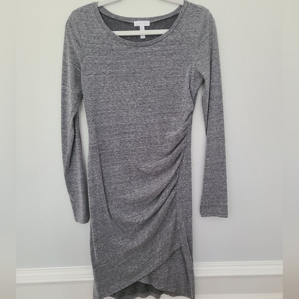 M rouched Grey long sleeved stretchy dress